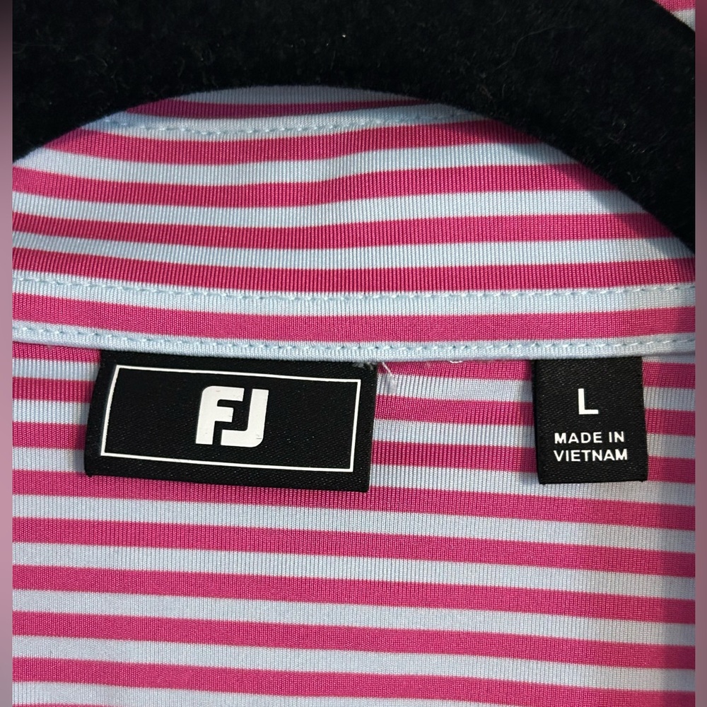 FootJoy | Striped Pink Polo Shirt | Size Large - Picture 2 of 6
